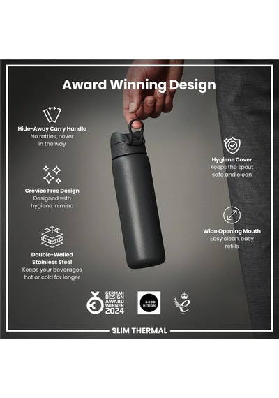 Ion8 - İnce Su Termosu - Gri - 500 Ml - Sızdırmaz