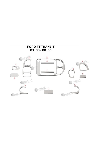 Ford Transit Torpido Kaplama 2000-2006 15 Parça Alüminyum