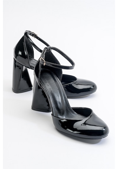 Luvishoes Oslo Siyah Rugan Kadın Topuklu Ayakkabı Sıyah Rugan