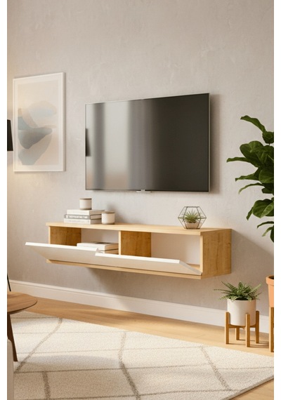 Tda1214db - Zeynep120 Duvara Montaj Tv Stand, Tv Rafı, Tv Sehpası Safirmeşe - Beyaz 120cm Tda1214db - Zeynep120 Duvara Montaj Tv Stand, Tv Rafı, Tv Sehpası Safirmeşe - Beyaz 120cm