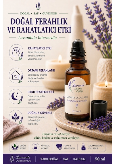 Lavande Lavanta Çiftliği Lavanta Yağı L.intermedia Rollon 50 ML