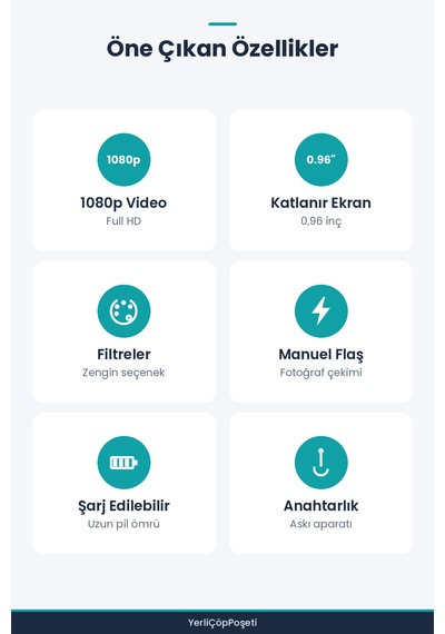 Dijital Mini Anahtarlık Kamerası - Katlanır Ekran - 1080p