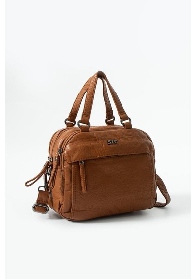 Baginn Retro Vegan Deri Günlük Kadın Postacı Çanta Çapraz Askılı Omuz Çantası Yıkama Suni Deri 27 23 Cm Taba