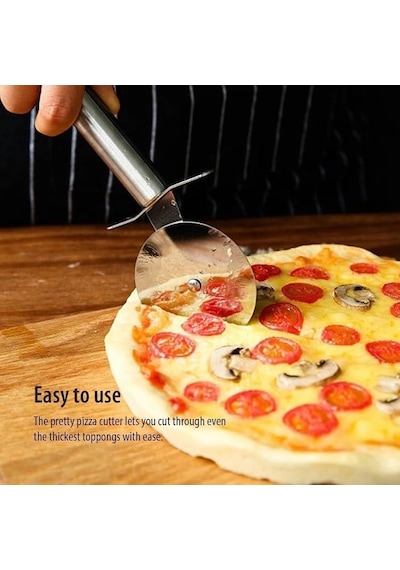 Paslanmaz Çelik Pizza Ruleti, Hamur Kesici, Profesyonel Mutfak Aleti 20 Cm Pizza Kesici Tekerlek Yapışmaz Bıçak,çe Diğer