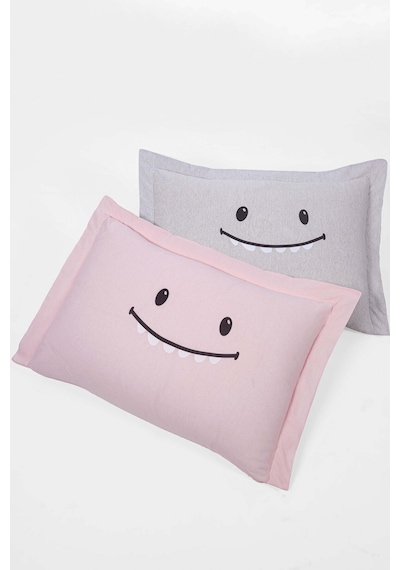 Eponj Home 2li Yastık Kılıfı Oxf. Lububu Pembe Gri Siyah-kahve