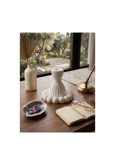 Şamdan Mumluk Sunumluk Beyaz - 916724656 Beyaz