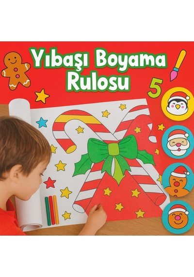 Çocuklar Için Yılbaşı Temalı Boyama Rulosu 30 Cm X 5 M Eğlenceli Aktivite Kağıdı