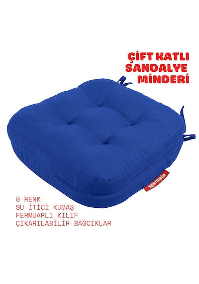 Xpermate Çift Kat Sandalye Minderi 42x42x8 Mavi