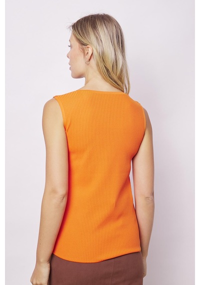 Jument Kadın Likralı Esnek Triko Kare Yaka Kaşkorse Body Bluz-oranj Oranj