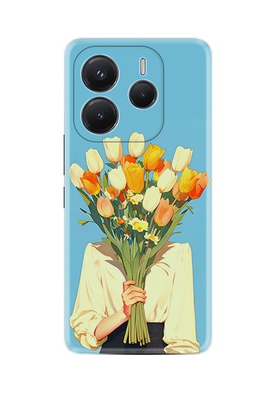 Xiaomi Redmi Note 14 4g Kılıf Limited Resimli Lale Buketiyle Kapatan Kadın 225