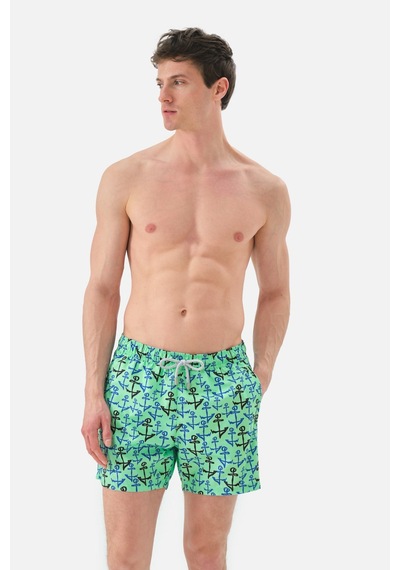 John Frank Anchor Desenli Hızlı Kuruyan Mayo Short Erkek Mayo Short Jfsssw35 Mint