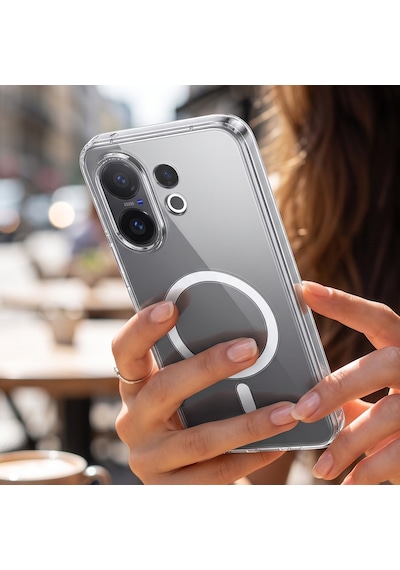 Caseonn Vivo X200 Fe Kılıf Magsafe Özellikli Sararmaz Kristal Sert Kapak Şeffaf