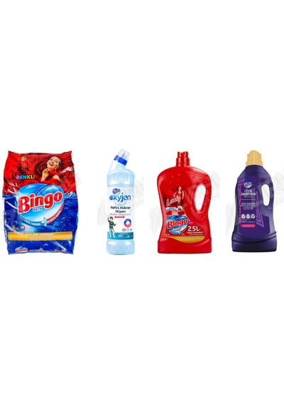 Bingo Renkli Ler 6 Kg + Oksi Jen 750 Ml + Yüzey Temzileyici 2,5 L + Giysi Şampuanı 3 L 4'lü Set Diğer