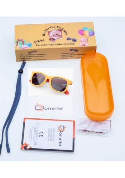 Mat Sarı Kırmızı 3-8 Yaş-%100 Uv Korumalı Polarize Çocuk Güneş Gözlüğü Sarı - Kırmızı