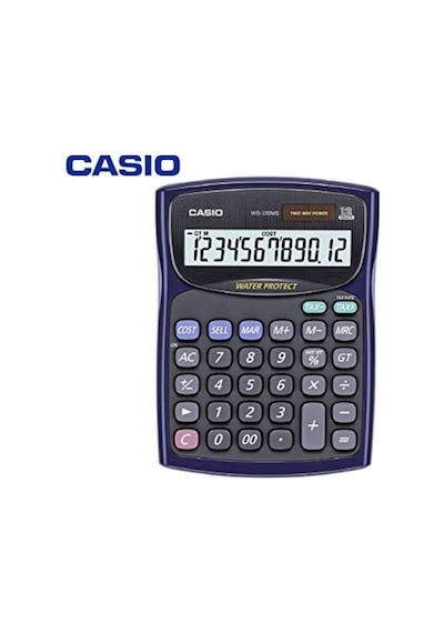 Casio Wd-220Ms-Bu 12 Hane Suya-Toza Dayanıklı Masaüstü Hesap Makinesi