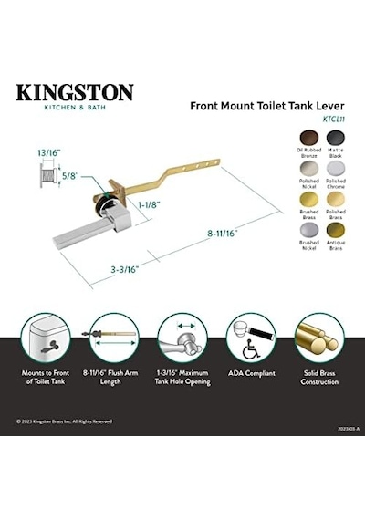 Brass Ktcl10 Claremont Tuvalet Deposu Kolu, Mat Siyah