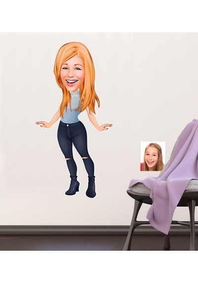 Kişiye Özel Bayan Karikatürlü Duvar Sticker 50X70CM 10