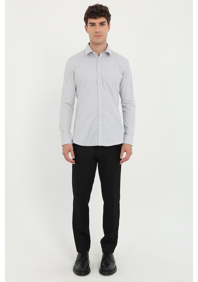 Dufy Erkek Slim Fit Uzun Kol Gri Gömlek-26098