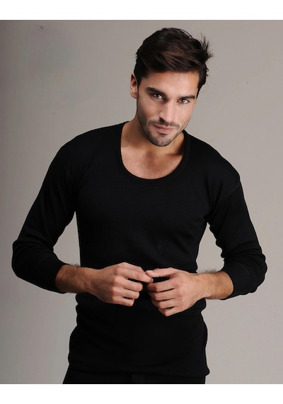Hasyün Erkek Siyah %61 Yün Uzun Kol Fanila Atlet İçlik 4002 - 1 Adet Siyah