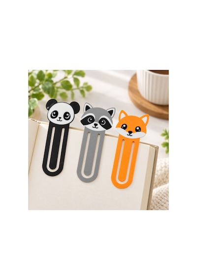 Panda Rakun Tilki Kitap Ayracı 3 Lü Set Çocuklar İçin Sevimli 3d Baskı Kitap İşaretleyici