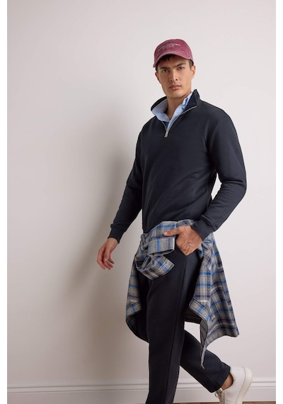 Defacto Regular Fit Dik Yaka Yarım Fermuarlı İçi Yumuşak Tüylü Basic Düz Sweatshirt X7405az25aunv91 Lacivert