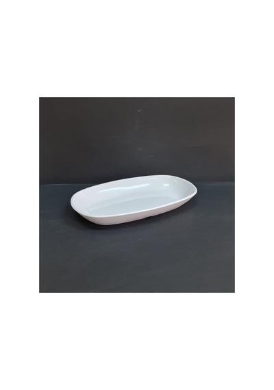 %100 Kırılmaz 4 Adet Melamin Oval Kayık Tabak 24x14 Cm - Beyaz Salata Meze Sos Tabağı Beyaz