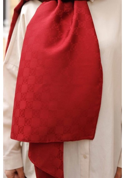 Dama Desen Şal Bordo Çok Renkli