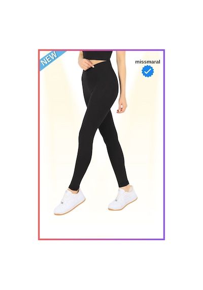 Missmaral Siyah Slim Fit Yüksek Bel Toparlayıcı Spor Tayt Flatlock Dikiş Detaylı Fit Tasarım Oslo 1090 SiYAH