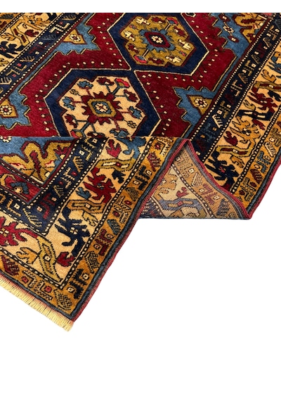 El Dokuma Eski Yahyalı Halısı 106x180 Kök Boya %100 Yün Halı Kırmızı