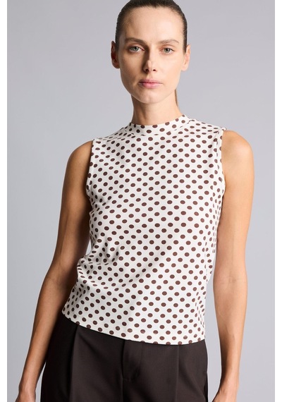 Defacto Puantiyeli Slim Fit Dik Yaka Basic Atlet I7292ax26hser105 Ekru-er105