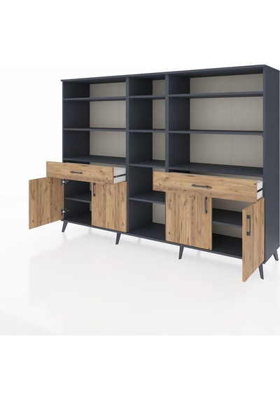 Hyperion Dolap 12 Raflı 2 Çekmeceli 4 Kapaklı 220x44x163 Antrasit-çam Atlas Çam - Antrasit Hyperion Dolap 12 Raflı 2 Çekmeceli 4 Kapaklı 220x44x163 Antrasit-çam Atlas Çam - Antrasit