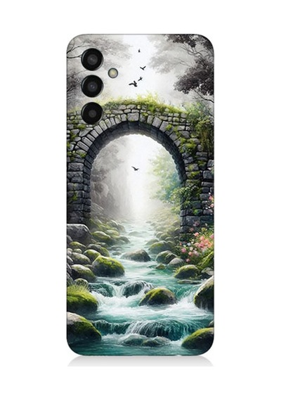 Samsung Galaxy M13 Uyumlu Sisli Taş Köprü Geçidi Desenli Silikon Kılıf Çok Renkli