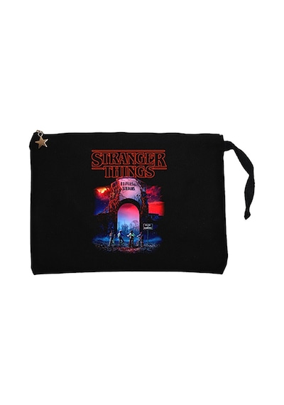 Stranger Things Universal Siyah Clutch Cüzdan / El Çantası Siyah