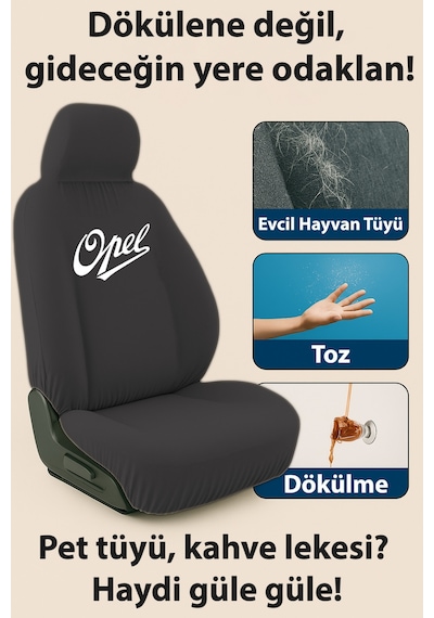 Oto Koltuk Kılıfı Opel Vectra Uyumlu %100 Penye 6 Renk Araç Servis Kılıfı Terletmez,yıkanabilir Siyah
