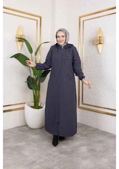 Nevayla Moda Kapüşonlu Kapitone Mont / Gri-m104 Gri