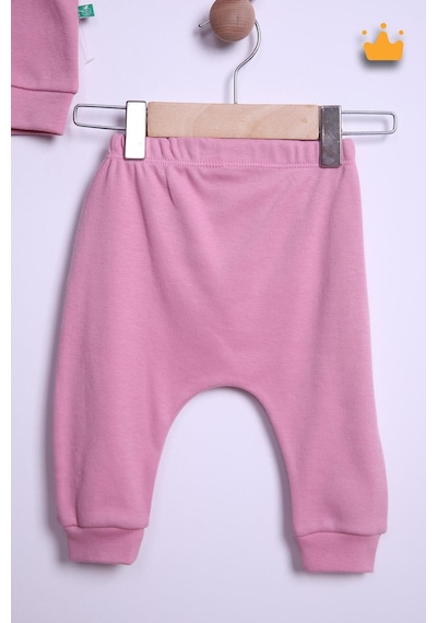 Babyhola Kız Erkek Bebek Takım Pamuk Düğmeli Sweat Düğmeli Alt Üst Takım 236312 Gül Kurusu