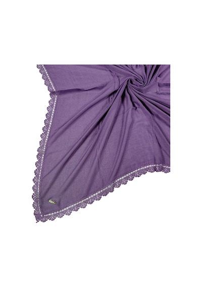 Mim Eşarp Enba Pamuklu İğne Oyalı Namaz Ve Mevlüt Örtüsü 110x110 Cm Mor