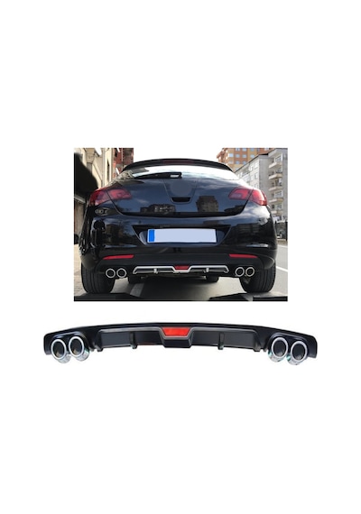 Opel Astra J Hatchback Uyumlu Body Kit Difüzör 4 Çıkış Siyah Yuvarlak