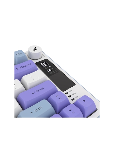 Hawk Gaming Hk255 Membrane Lcd Rgb Kablosuz/bluetooth Mavi Mor %75 Türkçe Gaming Klavye