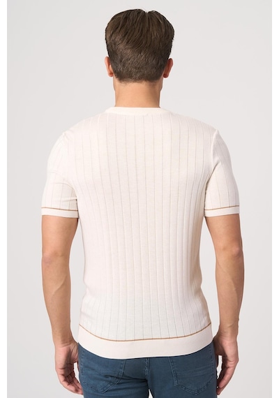 White Stone 2025-y 25050 O Yaka Fitilli Tshırt Ekru Ekru