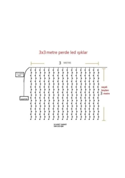 Dekoratif Led Işık Perde Led 3 Metre Kumandalı 8 Ayrı Moda Sahip 3 mt X 3 mt Perde Peri Led Usb HDH75