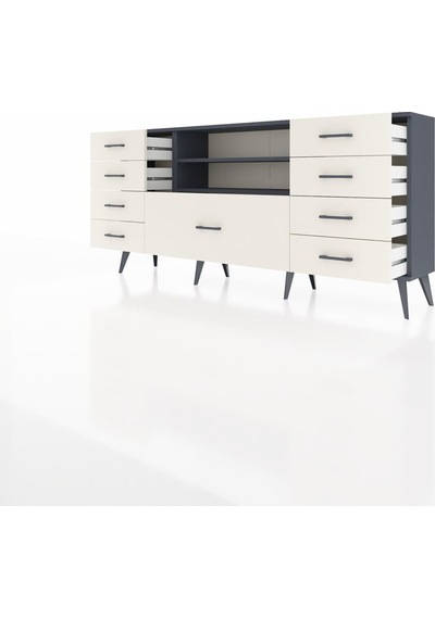 Arges Konsol 2 Raflı 9 Çekmeceli 176x30x83 Antrasit-antrasit/aytaşı Antrasit/aytaşı Arges Konsol 2 Raflı 9 Çekmeceli 176x30x83 Antrasit-antrasit/aytaşı Antrasit/aytaşı