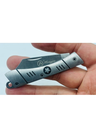 Tobaccotürk724 Metal Mini Kamp Bıçak Yıldız Desenli Kamp Çakı //13 CM-hjd13 Gümüş