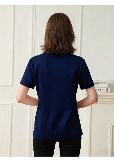 Uyguntarz Unisex Night Kalp Baskılı Tasarım Tshirt Lacivert