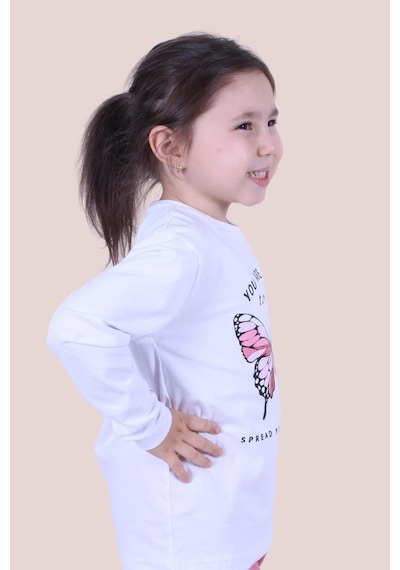 Kız Çocuk Baskılı Sweatshirt Beyaz1 Beyaz