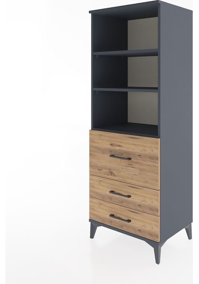 Hyperion Dolap 3 Raflı 3 Çekmeceli 60x44x163 Antrasit-çam Antrasit