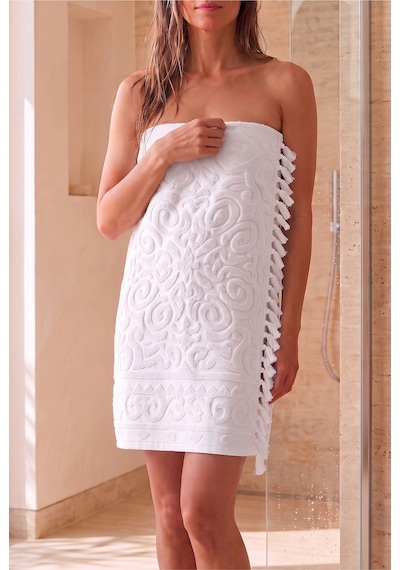 Bağlamalı Banyo Havlusu %100 Pamuk, 70x140 Cm, Jakarlı Duş, Vücut, Plaj Havlusu Dayanıklı, Hızlı Kuruyan Krem