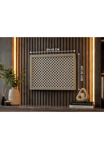 Modern Dekoratif Duvara Asılabilir Mdf Sigorta Ve Modem-wifi Saklama Kutusu 30x40 Cm Derinlik 10cm Bej