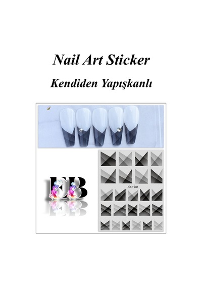 Nail Art Sticker Kendinden Yapışkanlı, Tırnak Süsleme, Tırnak Dövmesi Stikır 1981 Siyah-1981 Nail Art Sticker Kendinden Yapışkanlı, Tırnak Süsleme, Tırnak Dövmesi Stikır 1981 Siyah-1981