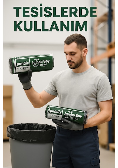 Pundix Pundıx J500 Endüstriyel Çöp Poşeti 80 110 Cm Jumbo Boy Kalın Seri 1 Koli 20 Rulo / 200 Adet Dayanıklı, Sızdırmaz Ve Geniş Hacimli Çöp Torbası